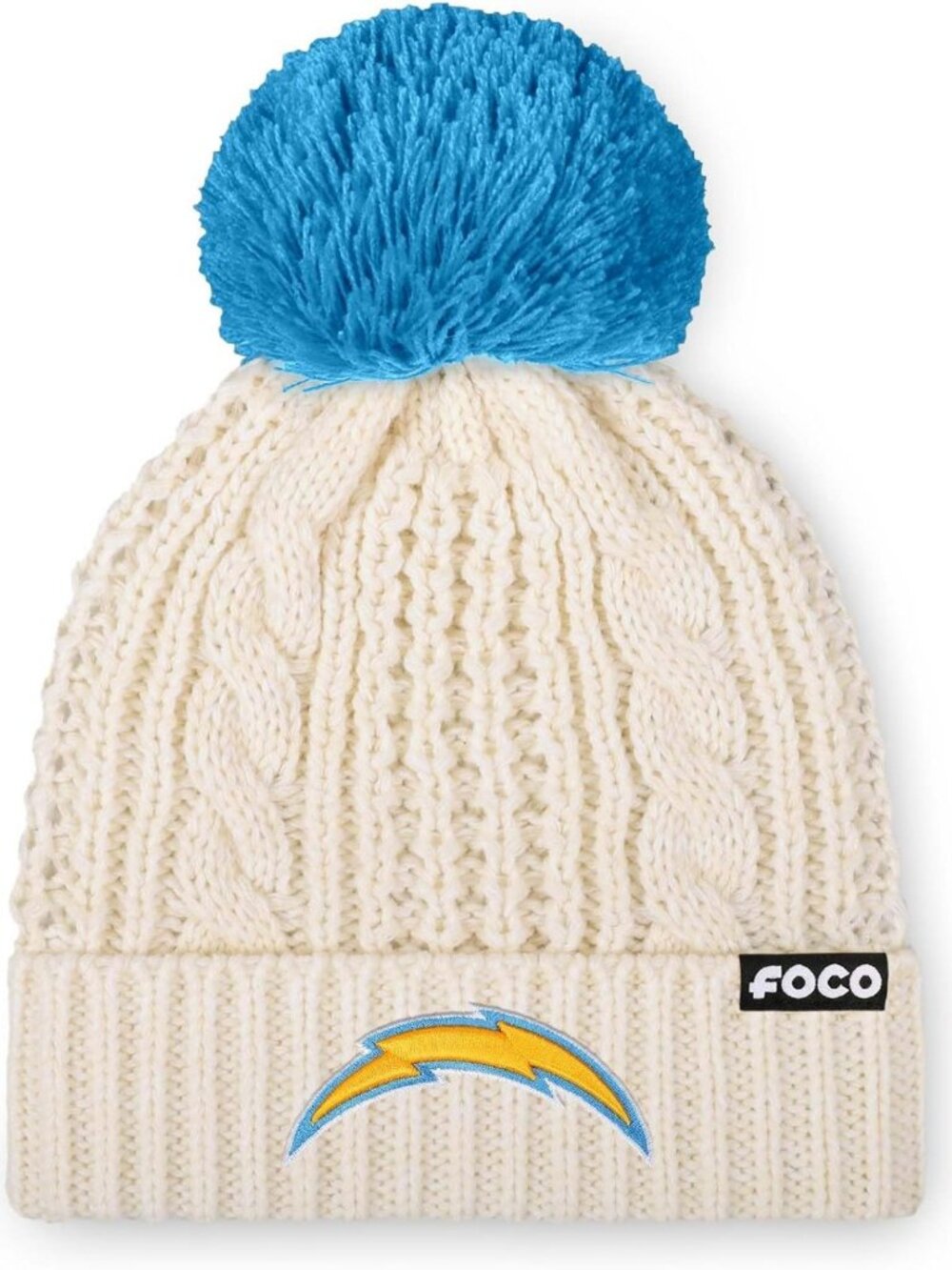 Cozy Women's NFL Team Logo Cable Knit Pom Beanie Hat - Perfect for Game Day!